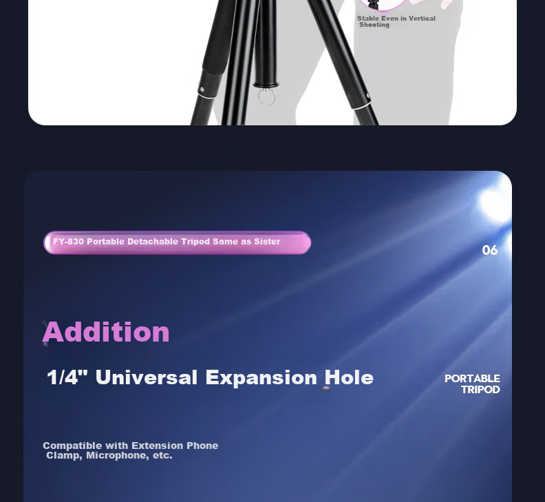 Fotopro FY-830+42QF Compact Detachable Monopod Quick-Expand Concert Camera Tripod Phone Stand 20
