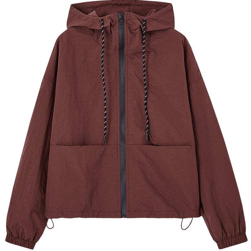 Demana [Three-Proof Black Technology] Spring and Autumn Urban Lightweight Sports Hooded Drop Shoulder Drawstring Loose Petite Smart Women's Jacket