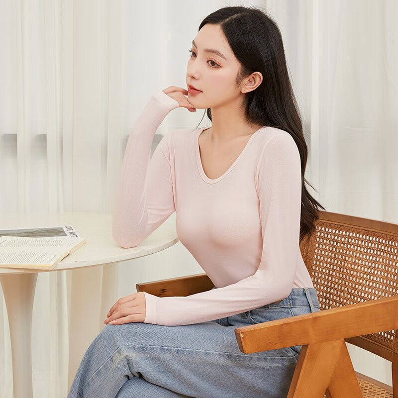 Langsha Women's Cotton Thin Slim Fit Versatile Stylish Long Sleeve Seamless Cotton Sweater Autumn Winter New Base Shirt 19