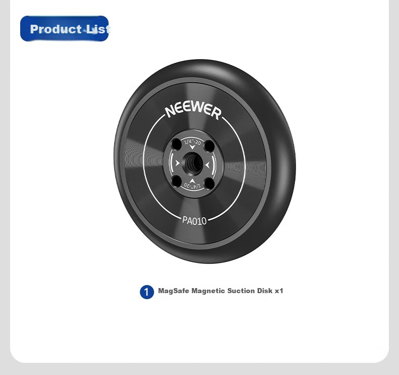 NEEWER Magnetic Phone Stand with MAGSAFE Suction Cup, 1/4 Thread with Positioning Hole, Quick Switch Photography Tripod Accessory PA010 12
