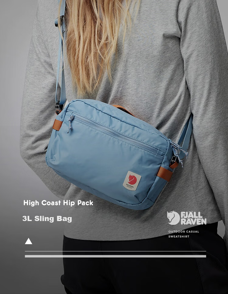 FJALLRAVEN Crossbody Bag, Everyday Sports Shoulder Bag, Waist Pack, 23227-550, Black, 3L 1