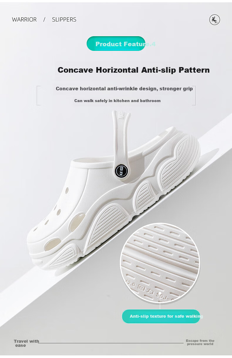 Huili Women's Perforated Shoes, Outdoor Wear, Non-Slip Thick Sole, Beach Sandals, Ladies Casual Dual-Use Closed-Toe Slippers, White And Black, Size 39 5