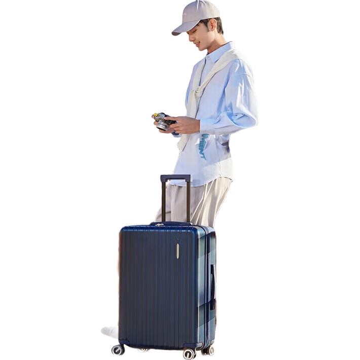 Чемодан AMERICAN TOURISTER, 28 дюймов, большой вместимости, с расширением, кодовым замком, колесами-самолетами, синий
