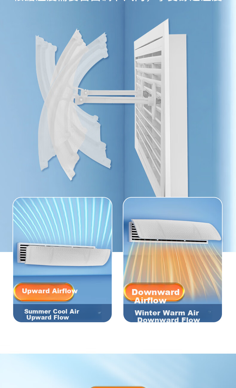 Lelandi Central Air Conditioning Deflector, Anti-Direct Blowing Wind Vent Cover, Universal Top And Side Hanging, Large Size, Cream White, L2015 11