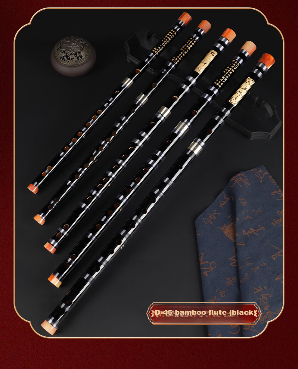 Minsine Flute, Refined Bitter Bamboo Flute in G Key, Single-Plug White Coil Beginner Entry-Level Transverse Flute, Ethnic Wind Instrument D26 14