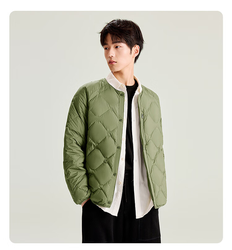 SNOWFLYING Autumn Winter New Men's Lightweight Basic Down Jacket with Large Pockets, Practical Round Neck Duck Down Lightweight Jacket for Men 2