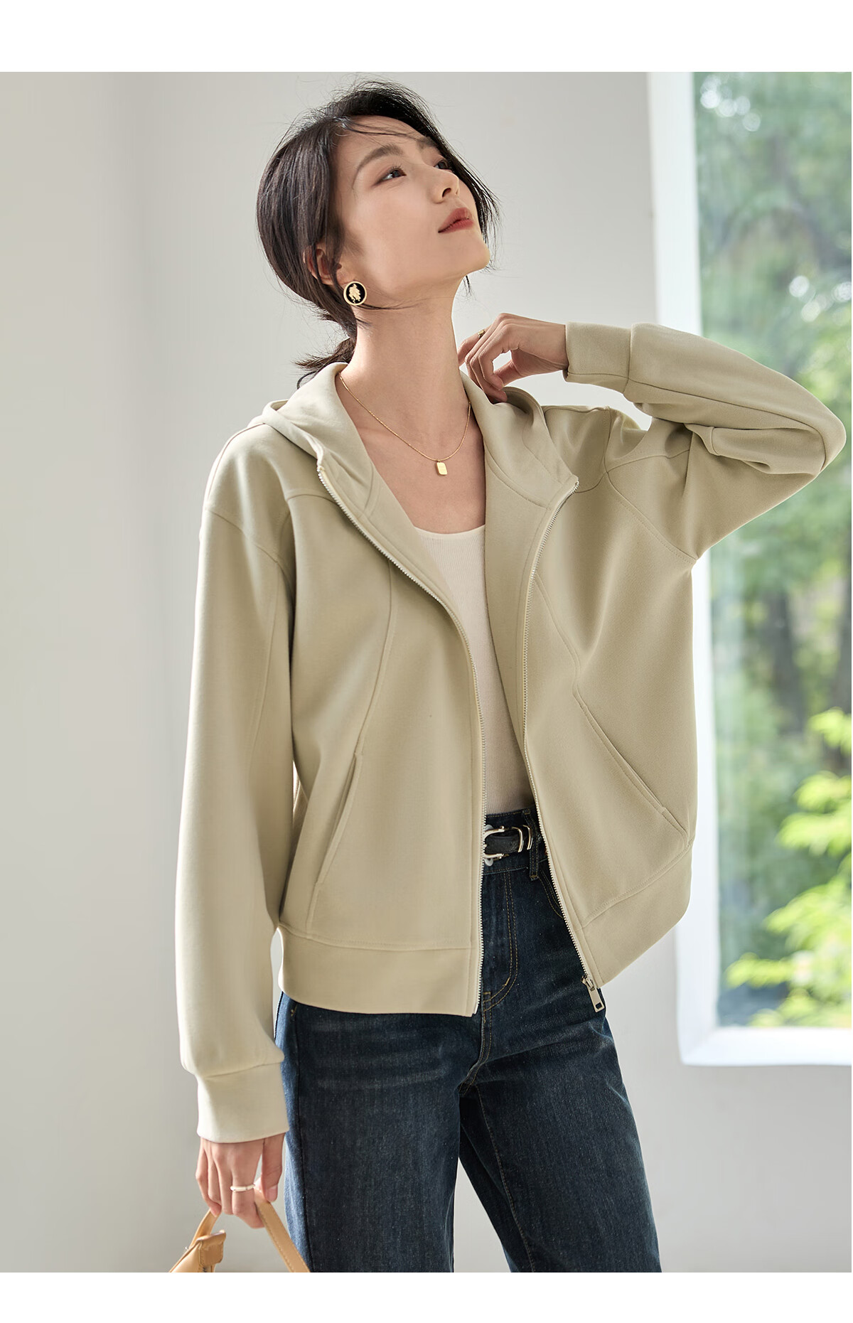 Chushen Spring and Autumn Casual Jacket Women Wilderness Mallard Design Splicing Fashion Casual Hooded Top S143U1001 17