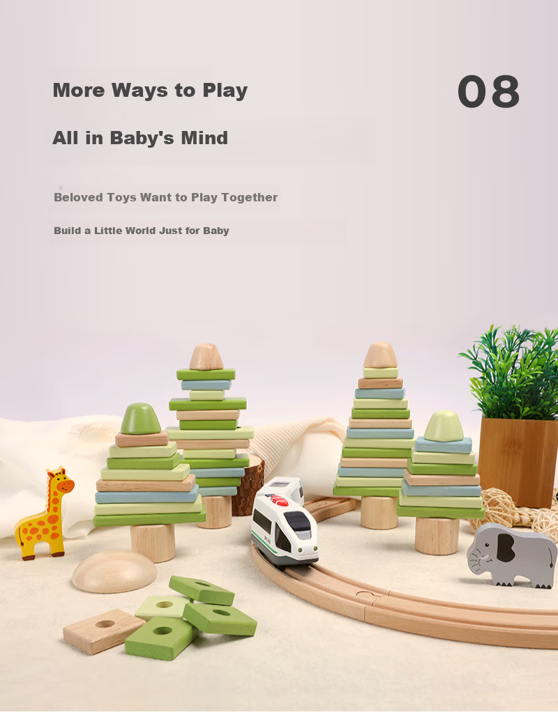 FN Solid Wood Chewable Large Particle Non-Painted Building Blocks Toy for Infants And Toddlers, Boys And Girls, Children's Birthday Gift 11