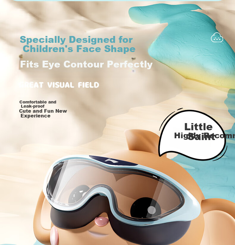 Li-Ning Children's Large Frame Swimming Goggles for Boys And Girls, Waterproof Anti-Fog Professional High-Definition Diving Mask 2083 Gray-Gree 5