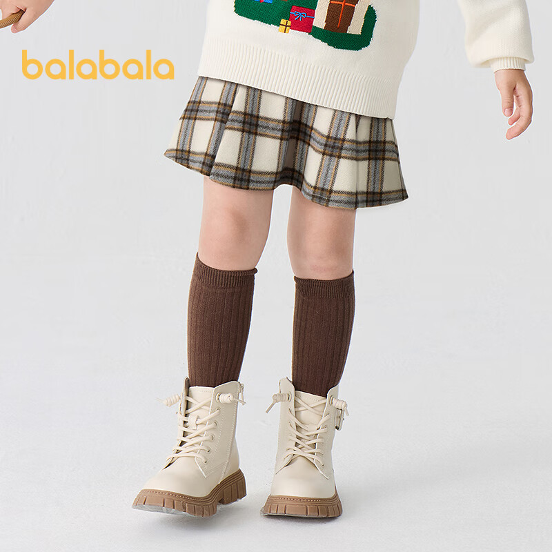 BALABALA Kids Children's Autumn Winter Skirt Girls Short Skirt Versatile Fashion Pleated Skirt for Older Girls