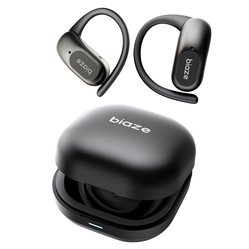 BIAZE Hanging Ear Bluetooth Earphones Ear Clip Headset New Hot Sale Long Battery Life Wireless Music Open-Style Running D87 Black Compatible with Android and Apple Phones
