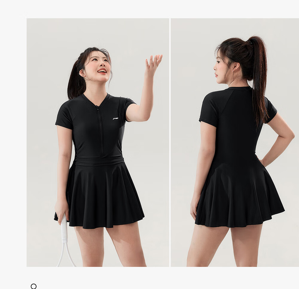 LI-NING Plus Size Women's Slimming Tummy Control One-Piece Swimsuit 2026 New Large Size Adult Hot Spring Swimwear for 200 Jin 18