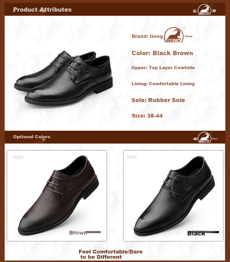 Gongyang Men's Leather Shoes, Business Formal Shoes, British Style Trendy Genuine Leather Shoes, Office Commute Derby Shoes, Black, Size 41 5