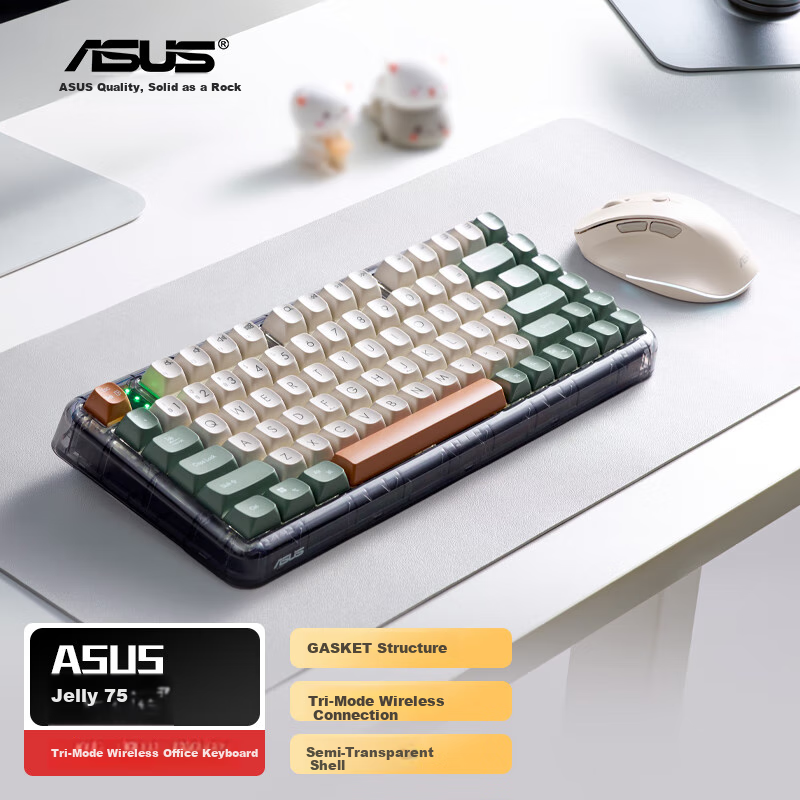ASUS Jelly 75 Three-Mode Wireless 75% Mechanical Keyboard Full Hot-Swappable Gasket Structure Quiet Keys macOS Compatible Office Keyboard Wilderness Orange