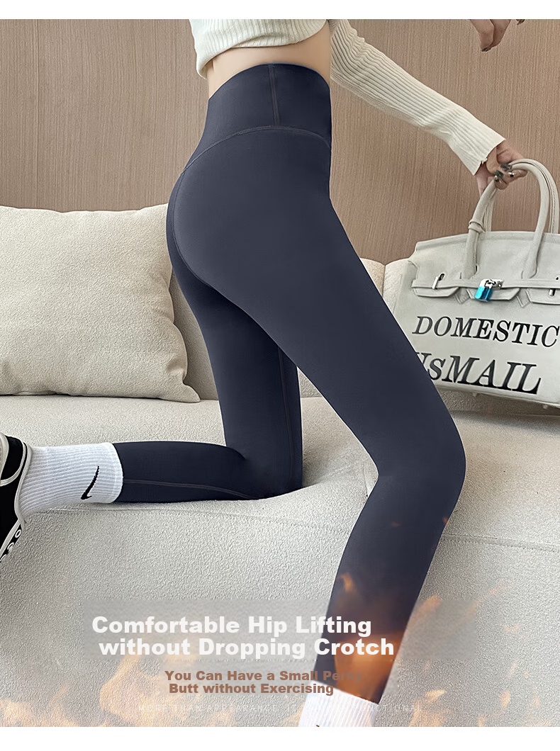 LangSha Ultra Thick Sharkskin Women's Autumn Winter Fleece-Lined Slim Fit High Waist Tummy Control Warm Outerwear Leggings 5