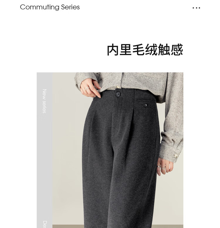 Sentubila Autumn Thick Woolen Warm Women's Casual High-Waist Tailored Tapered Slim Fit Slightly Stretchy Commuter Cropped Pants 1