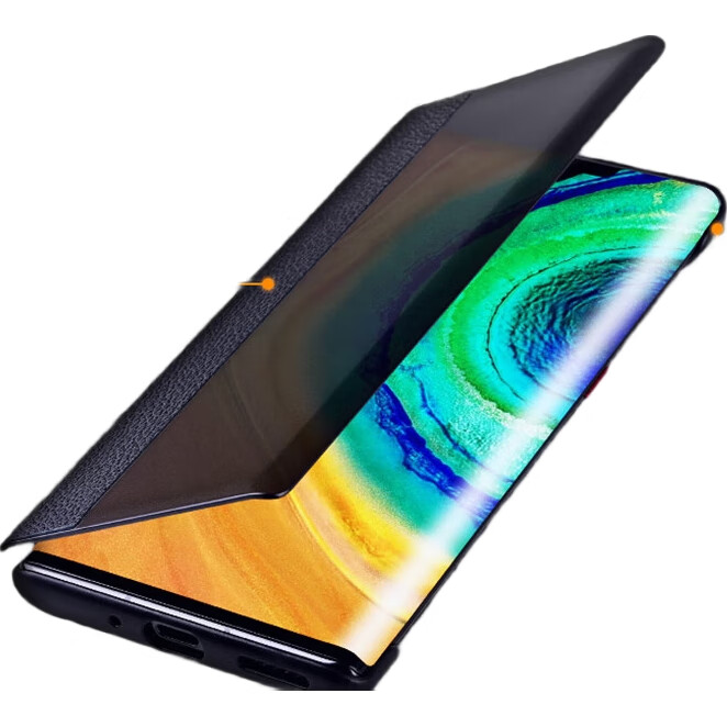 Чехол ZhengJian для Huawei Mate30 RS Porsche Design, флип-чехол с окном, противоударный, с функцией Smart Sleep, черный