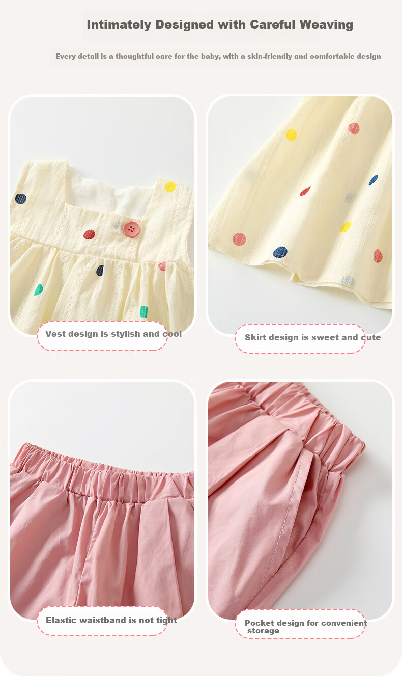 VOONLIE Girls' Summer Outfit Set, 2026 New Stylish Children's Clothing, Baby Girl Short-Sleeve Two-Piece Set 3