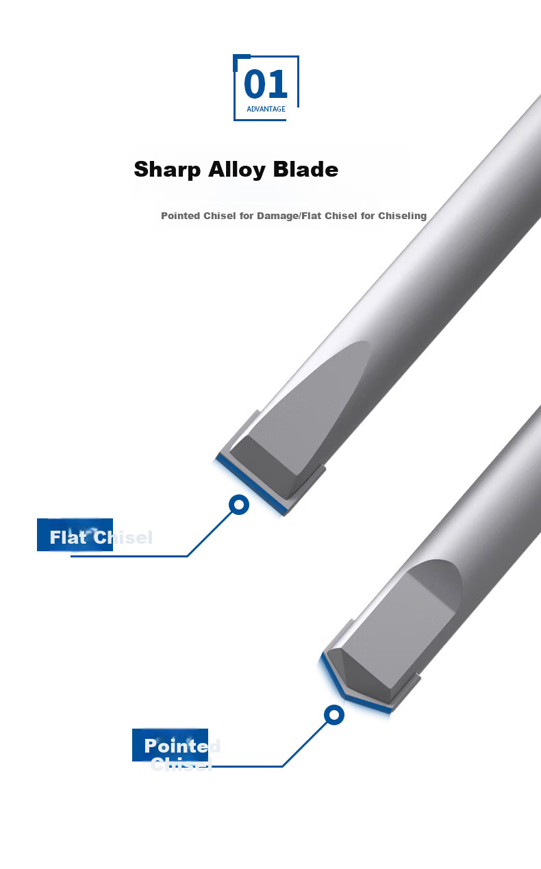 Fangdaiwang Alloy Chisel with Handle, 10*130 Pointed Chisel, 10 Pieces Groove Drill Bit, Concrete Core Cutter, Wire Slot Alloy Electric Hammer Drill 2