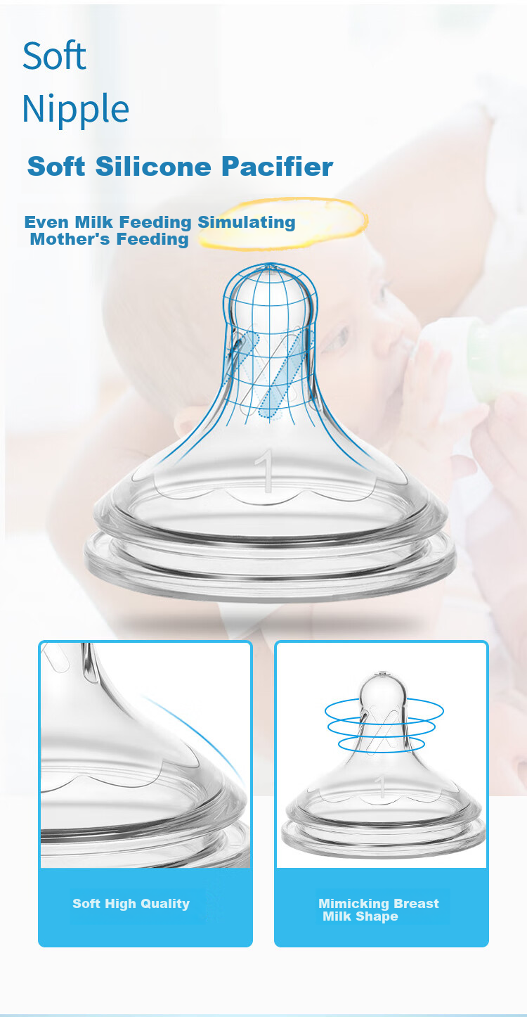 Bulangboshi Glass Baby Bottle, 0-3 Months Newborn Anti-Colic And Anti-Choking Wide Neck Bottle 150ml Little Elephant 14