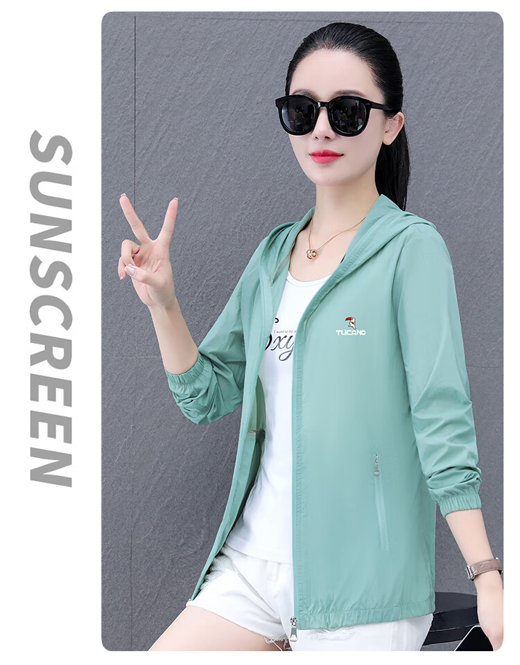 Woodpecker Women's Ice Silk Sun Protection Jacket Summer Hooded Breathable UV Protection Outdoor Sunscreen Coat Blue L 26