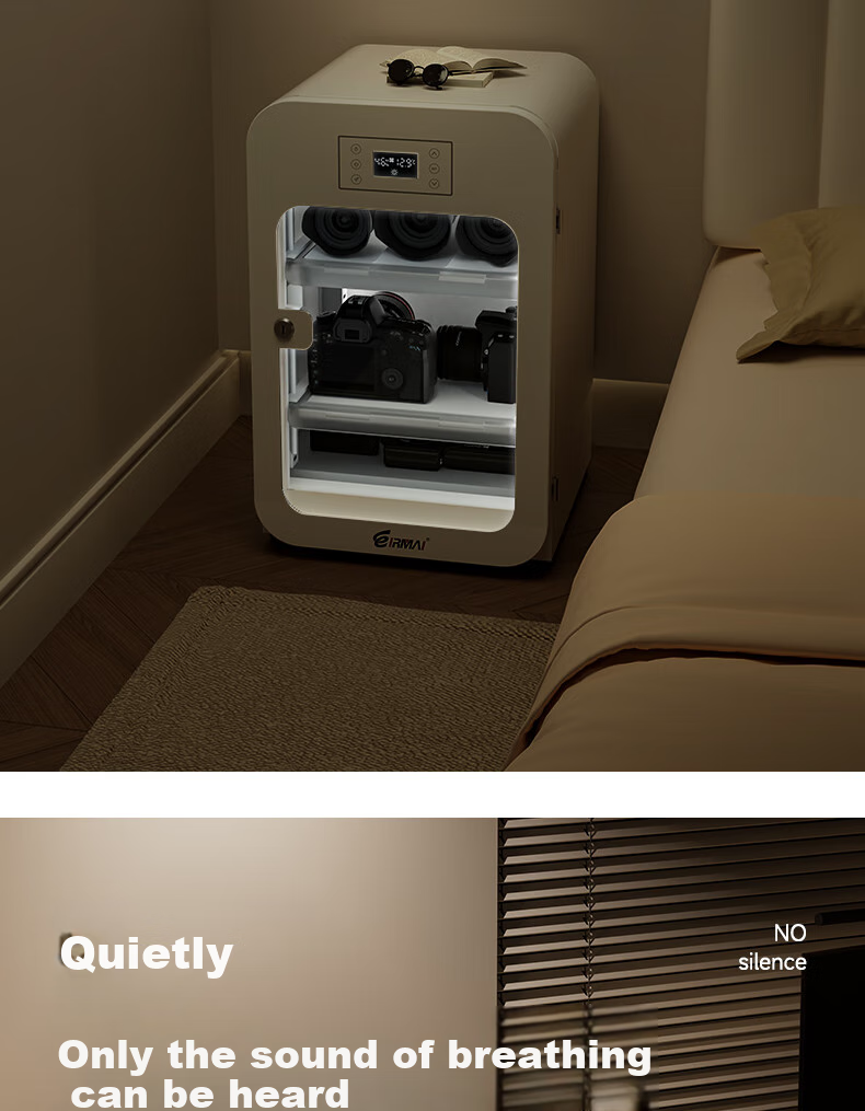 EIRMAI R4M DSLR Camera Electronic Touchscreen Dehumidifying Case, Photography Equipment Drying Cabinet, Professional Lens Vintage Dehumidifying Cabinet with Touchscreen, Cream White 17