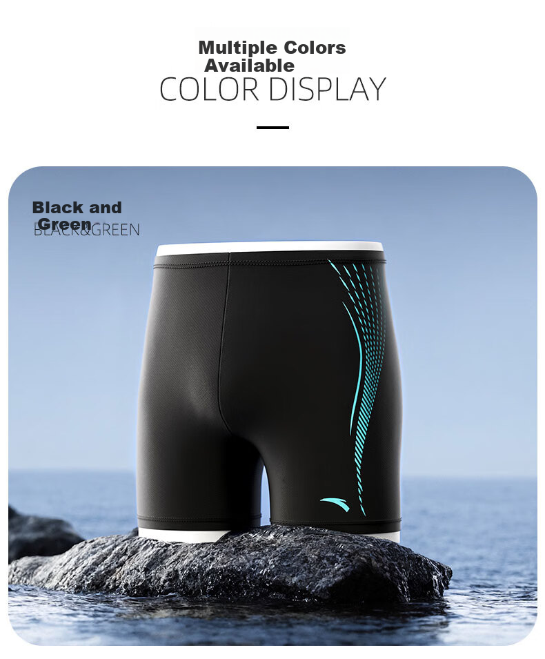 ANTA Men's Swimming Trunks, 2025 New Professional Racing Swim Shorts, Anti-Embarrassment, Chlorine-Resistant, Breathable, Comfortable Boxer Briefs, Black 2XL 10