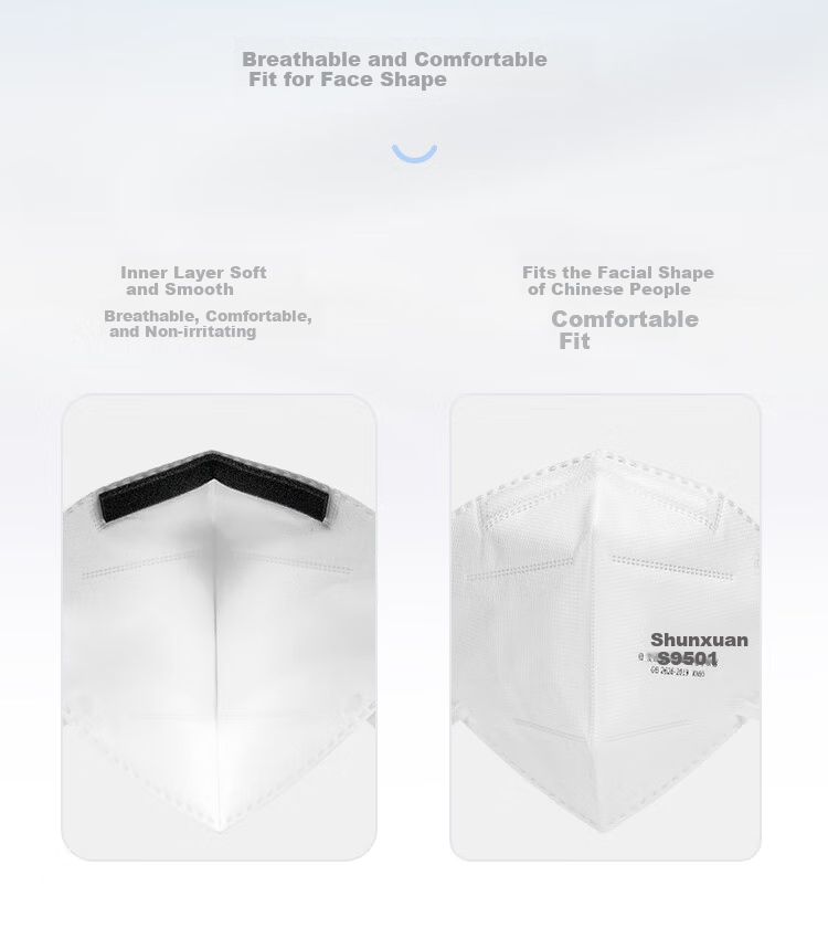 Shunxuan KN95 Dust Mask, Heavy-Duty Dust Industrial Mask for Smog, PM2.5, Influenza A, Anti-Splash, Bacteria, Ear-Loop without Valve S9501, 50 Pieces/box 11