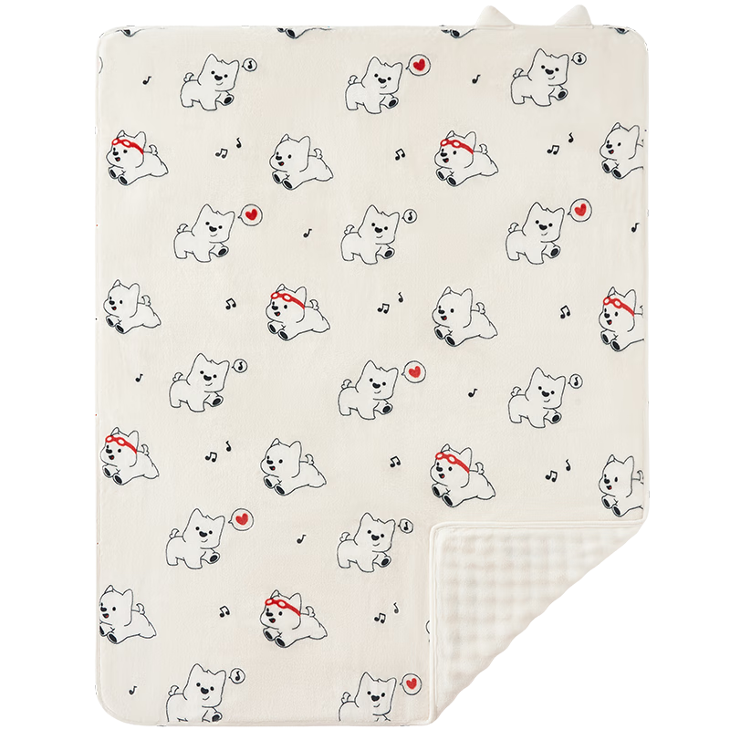 Babycare Baby Blanket, Double-Layer Antibacterial Fleece Blanket for Kindergarten, Nap Blanket for All Seasons, Little Dog Design, High And Wide, 110*140cm