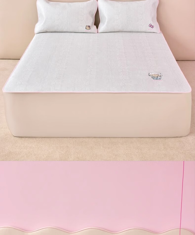 Tbh Sanrio Hello Kitty Ice Silk Cooling Mat, Home Use for Summer, Machine Washable Soft Mat, 150x200cm with Straps 1