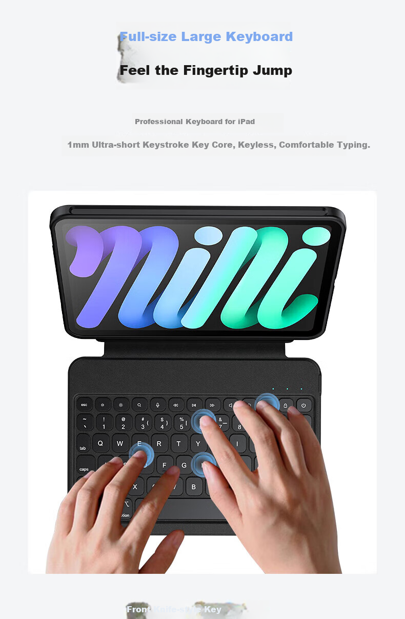 Houhou IPad Mini 7 Keyboard Case, Mini 6 Keyboard Protective Cover, Two-In Magnetic Detachable Rotatable Multifunctional Protective Case, Specially Designed for 8.3-Inch, White 10