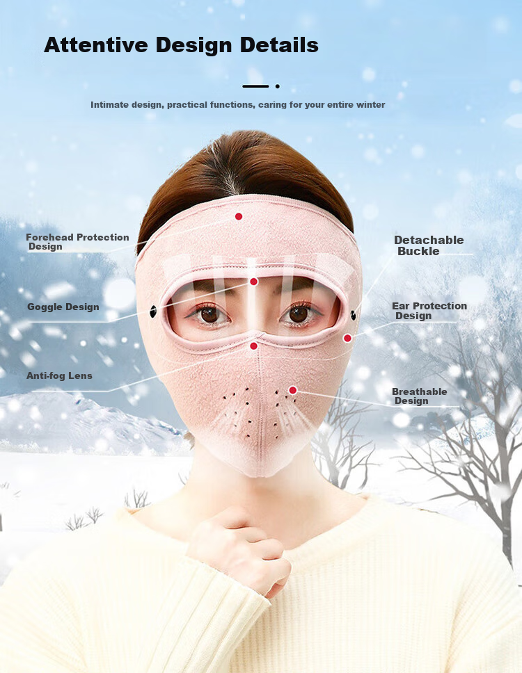 Adandyish Full Face Mask for Cycling, Windproof, Dustproof, Cold-Resistant, Unisex, Autumn And Winter Warmth Protection with Forehead And Ear Covers, Black 5