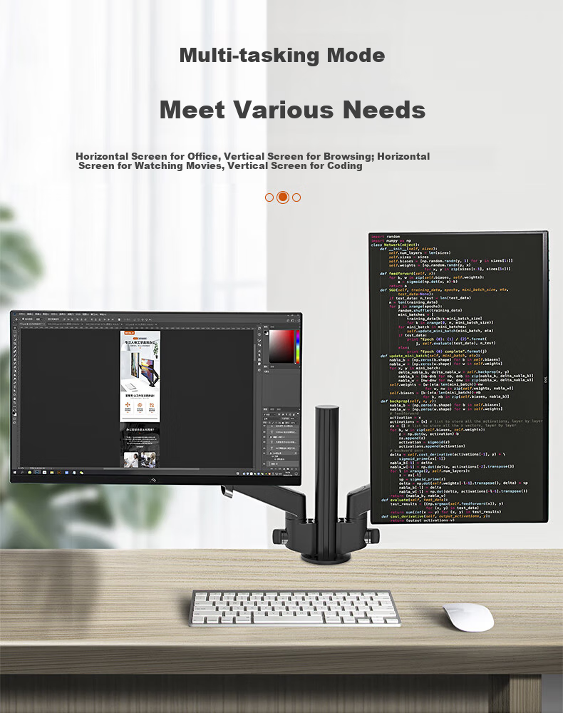ECOLA Monitor Stand, Computer Stand, Height-Increasing Stand for Computers, Mechanical Arm Computer Desk Stand, Spiral Lifting Mechanical Spring Display Screen Stand FT62BK 7
