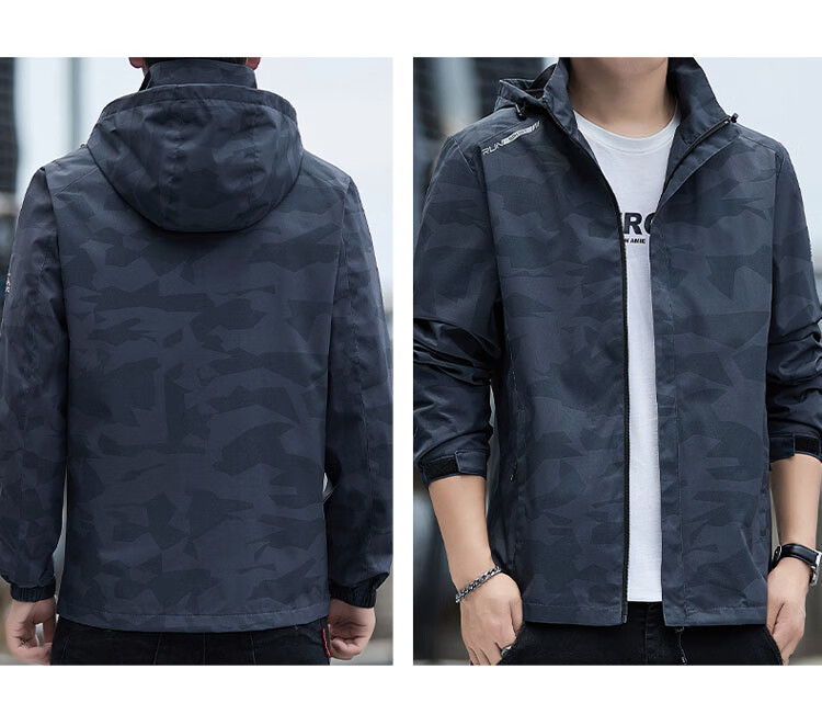 TUCANO Men's Jacket Casual Outdoor Hooded Windproof Coat Dark Gray M 6