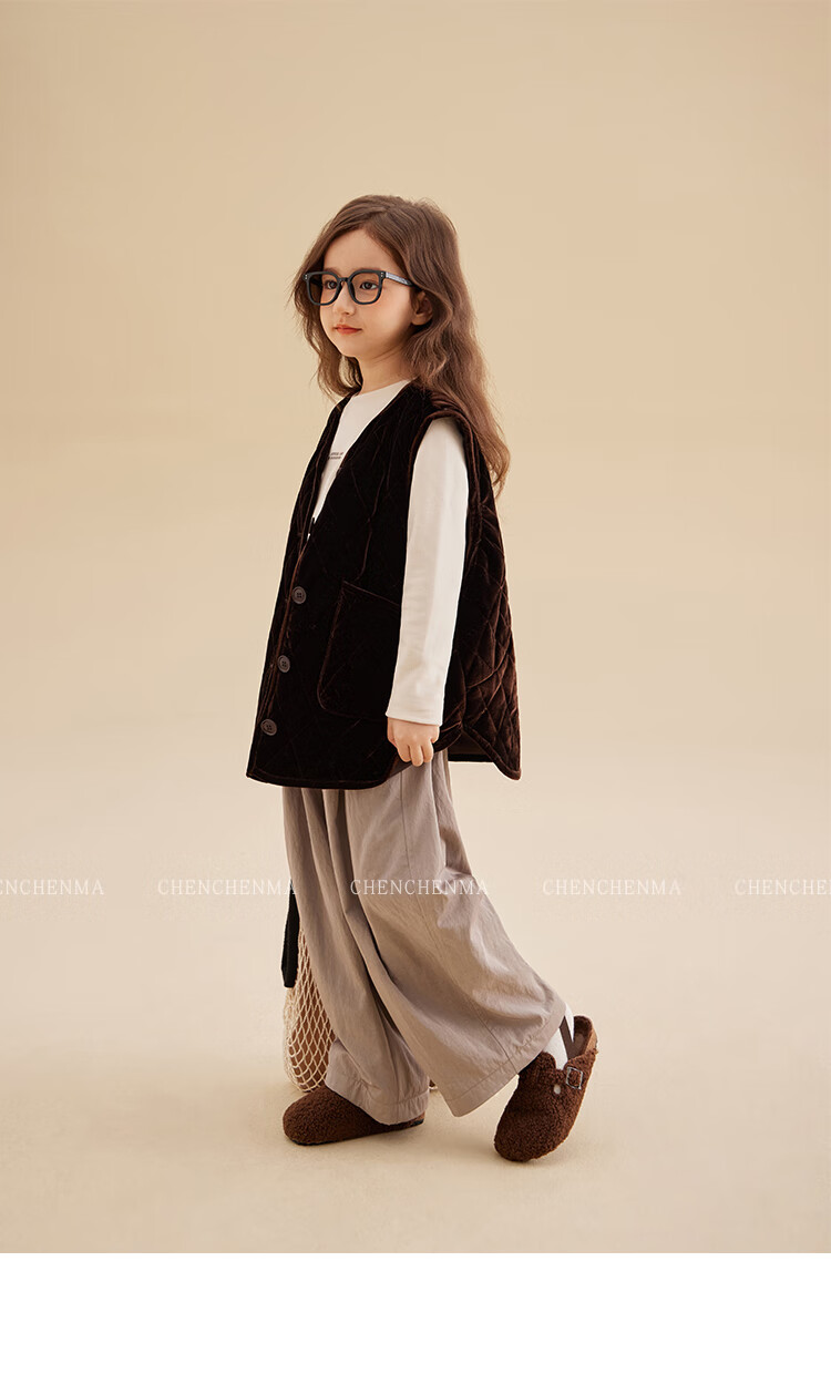 Chenchenma Parent-Child Fleece-Lined Sherpa Fleece Loose Casual Versatile Pants 7281D 10