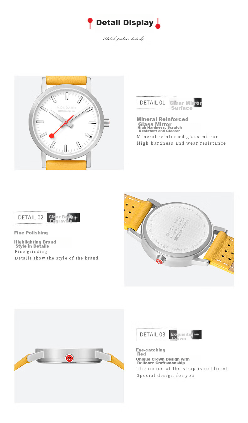 Mondaine Swiss Imported Genuine Quartz Couple Watch, Qixi Valentine's Day Gift, A660.30360.16SBE 6