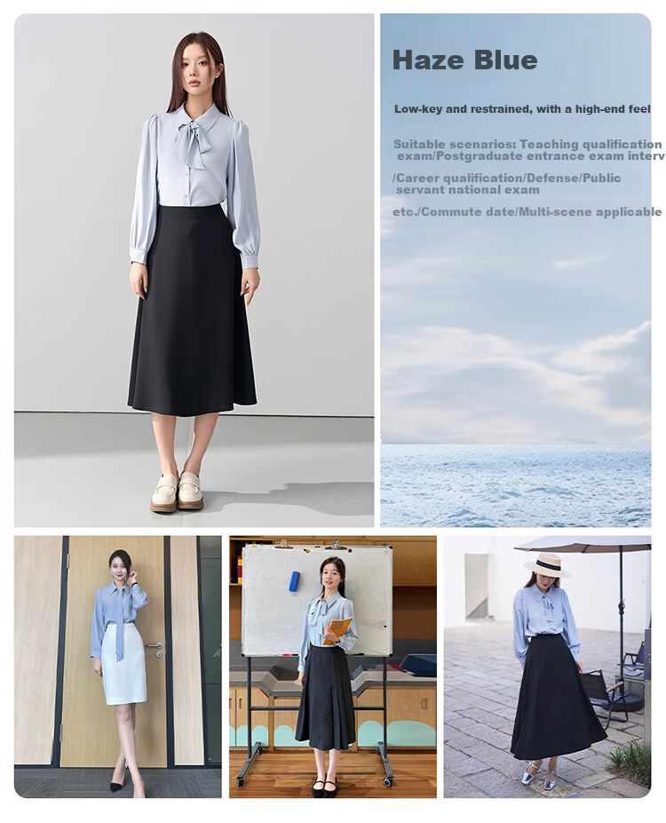 Bodexiaojie White Long-Sleeve Blouse for Women, Ribbon Tie, Professional Commute Top, Wrinkle-Resistant Interview Suit Inner Layer, Chiffon Blouse, XL 5