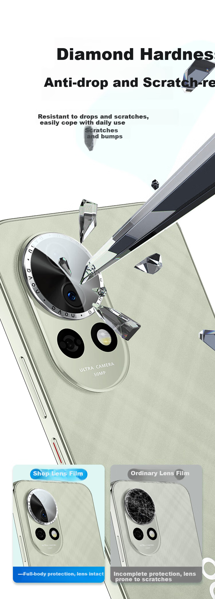 KOOLIFE [Two Pieces] Suitable for Huawei Nova 13 Camera Lens Film, Nova 13 Phone Rear Camera Protective Film, AR Anti-Glare Ultra-Thin High-Definition Wear-Resistant Scratch-Resistant Dustproof Film 7