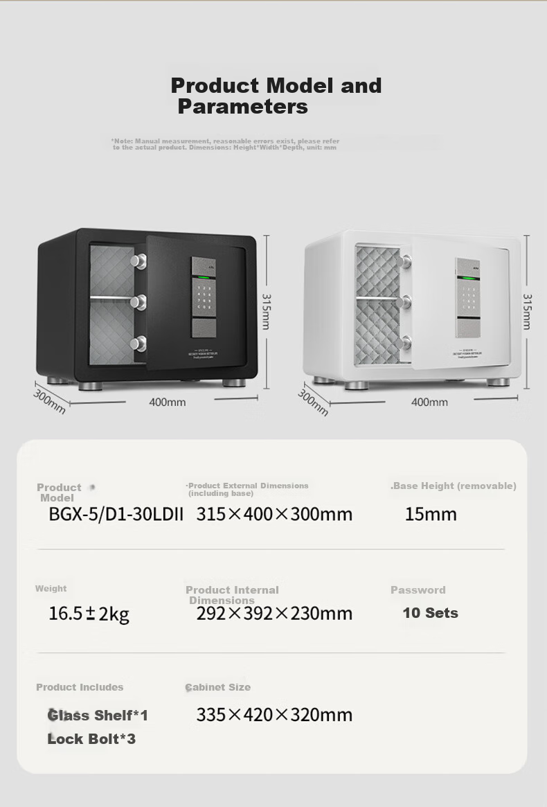 AIPU Safe 2025 New Model Home Fingerprint Password Safe Small Smart Office Financial Storage Box All-Steel Anti-Theft Portable Jingshangao 40CM Black Random Delivery 12