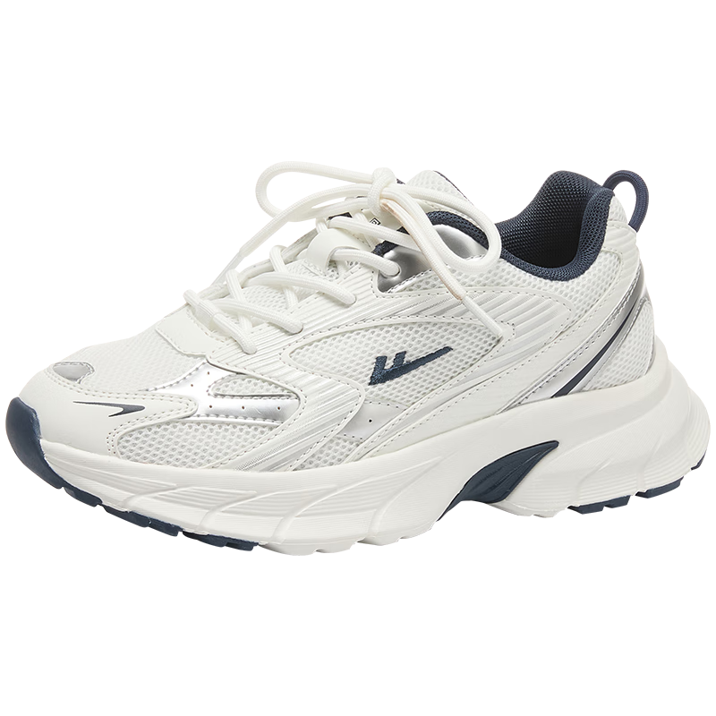 Warrior Official Women's Shoes 2026 Summer Mesh Sneakers Women's Dad Shoes Height Increasing Casual Shoes White Deep Blue Size 35