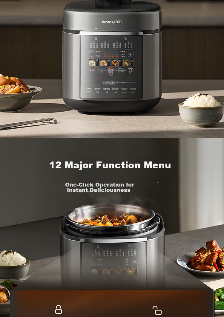 Joyoung Home 5L Electric Pressure Cooker with Dual Inner Pot, Non-Coated 316L Inner Pot, Programmable Timer Rice Cooker Y-50H160 3