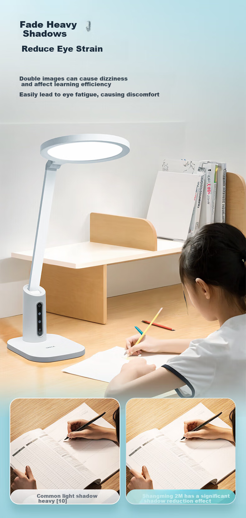 OPPLE Full Spectrum Blue Light Free Study Eye Protection Desk Lamp for Students, Children's Bedroom Round Light-Sensitive Adjustable Lamp 3