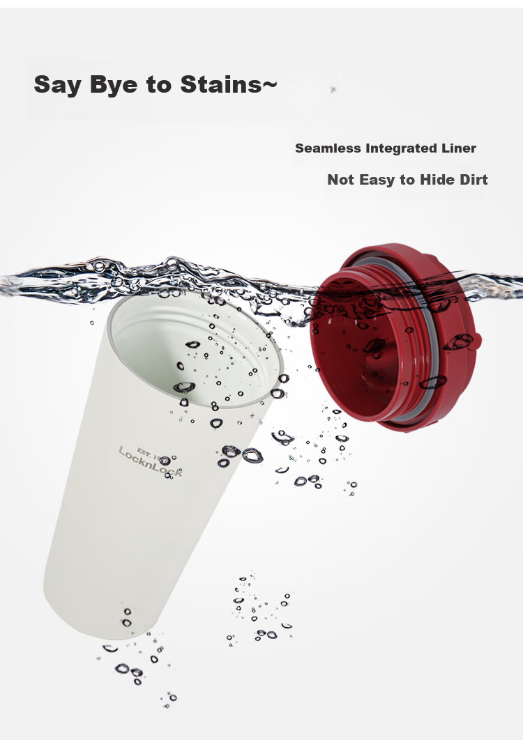 LOCK&LOCK Ceramic-Coated Energy-Saving Insulated Coffee Mug for Men And Women, Portable Water Cup, 550ML, Red 18