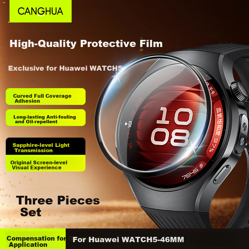 CangHua [3-Pack] Screen Protector for Huawei Watch 5, Non-Tempered Glass Film for Huawei Watch 5, HD Full Coverage Anti-Drop Anti-Scratch Protective Film, 46mm