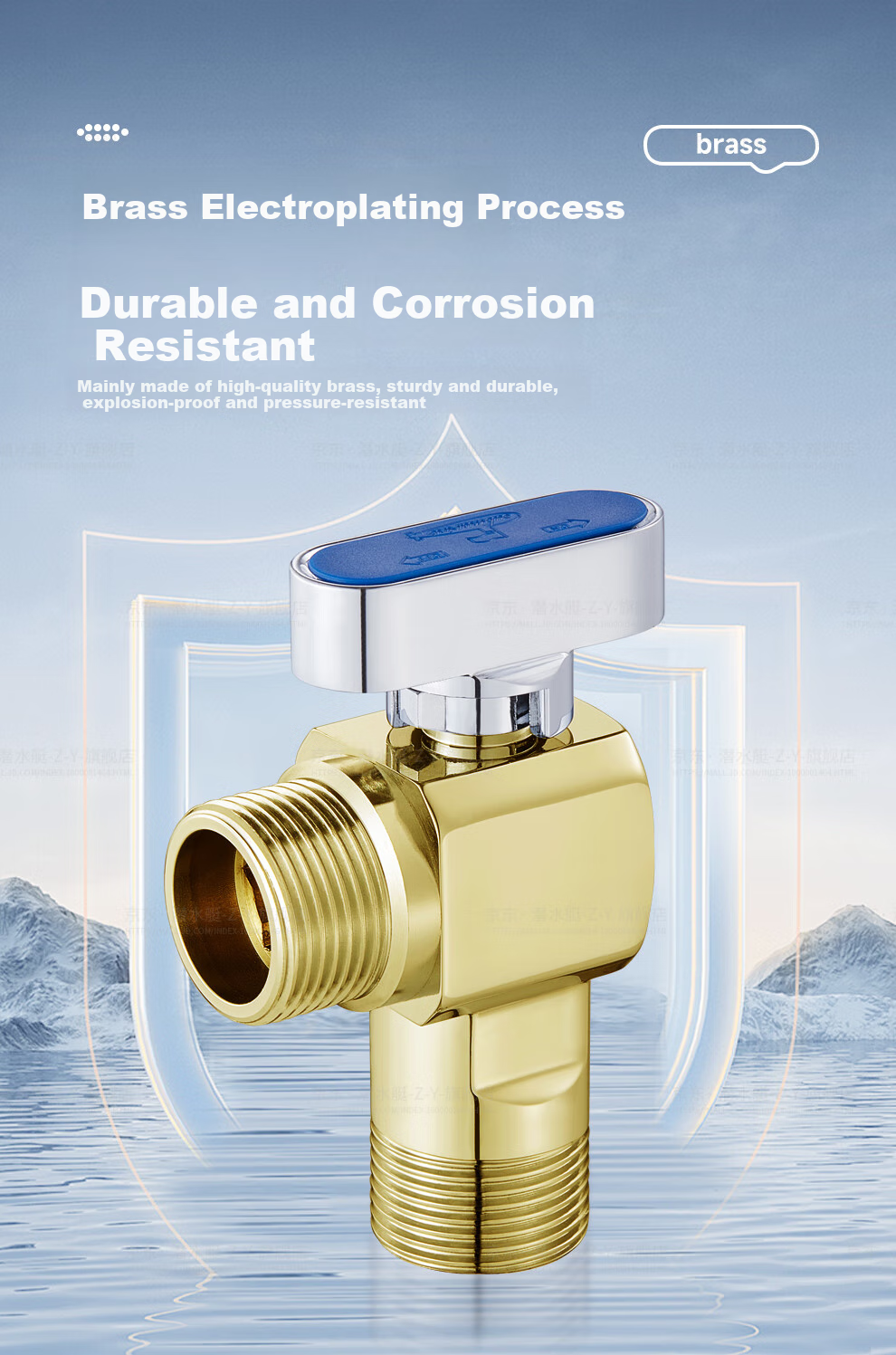 Submarine F1036A Brass Ball Valve, Brass Valve Core, Fully Open High Flow Gas Water Heater, Floor Heating, Wall-Mounted Boiler, Cold Water Valve 10