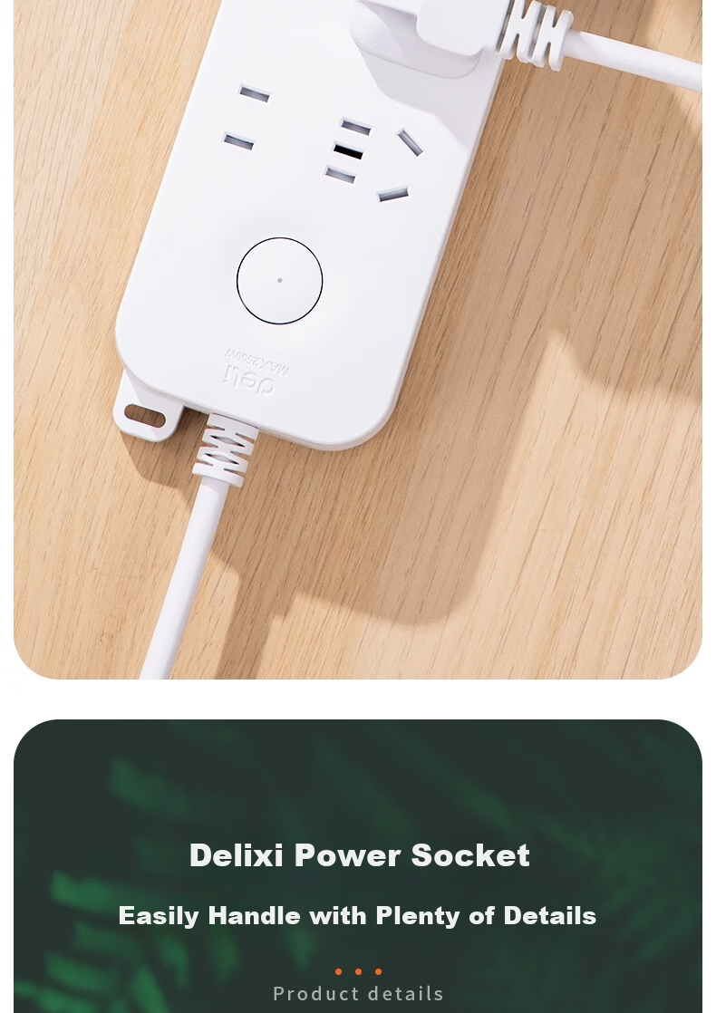 Deli 33915(1.8) Yabai Series New National Standard Power Strip/Extension Cord/Surge Protector with 6 Outlets, Total Length 1.8 Meters, 1 Pack 1