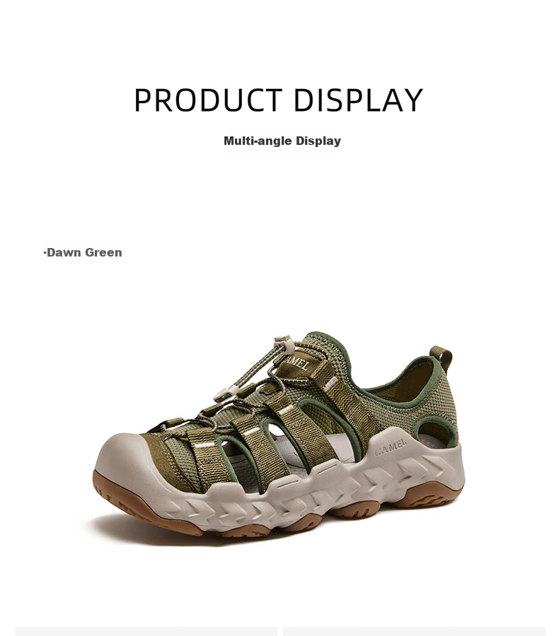 CAMEL Slip-On Shock-Absorbing, Non-Slip, Anti-Collision Lightweight Outdoor Stream Trekking Sandals for Men G15M380022 Light Green 40 30