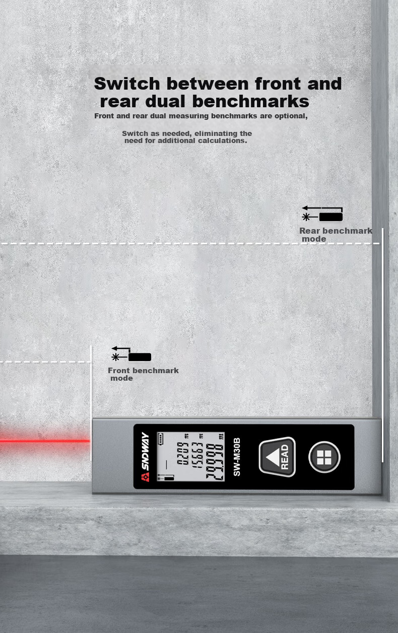SNDWAY Laser Rangefinder, Infrared High-Precision Electronic Ruler, Rechargeable Room Measuring Device SW-M30A 8