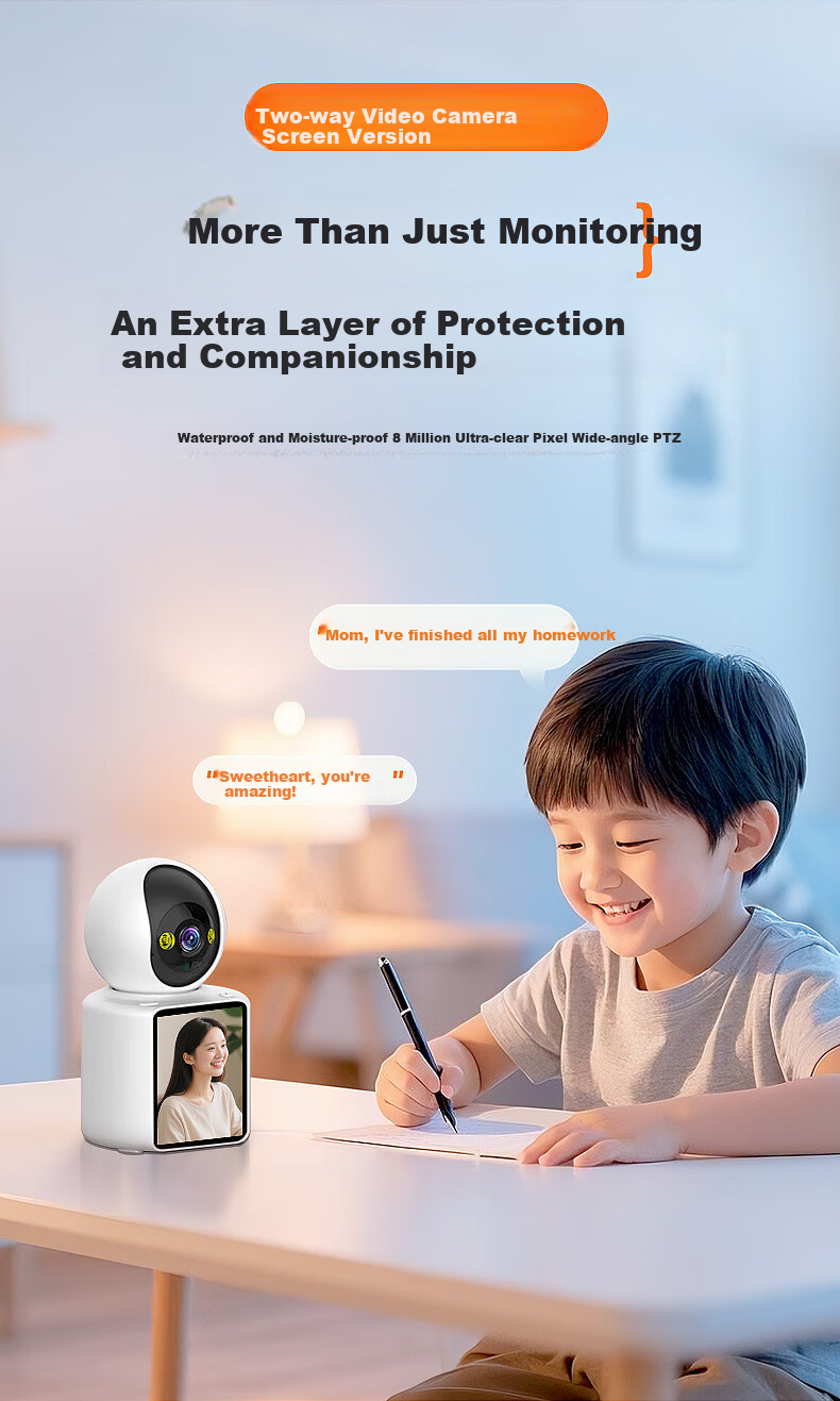 Newmine Wireless AI Camera for Home Indoor Use, High-Definition 8MP Dual-Way Video Call with Mobile Remote Monitoring, 360-Degree Coverage, Night Vision, Panoramic View, And Voice Control 8
