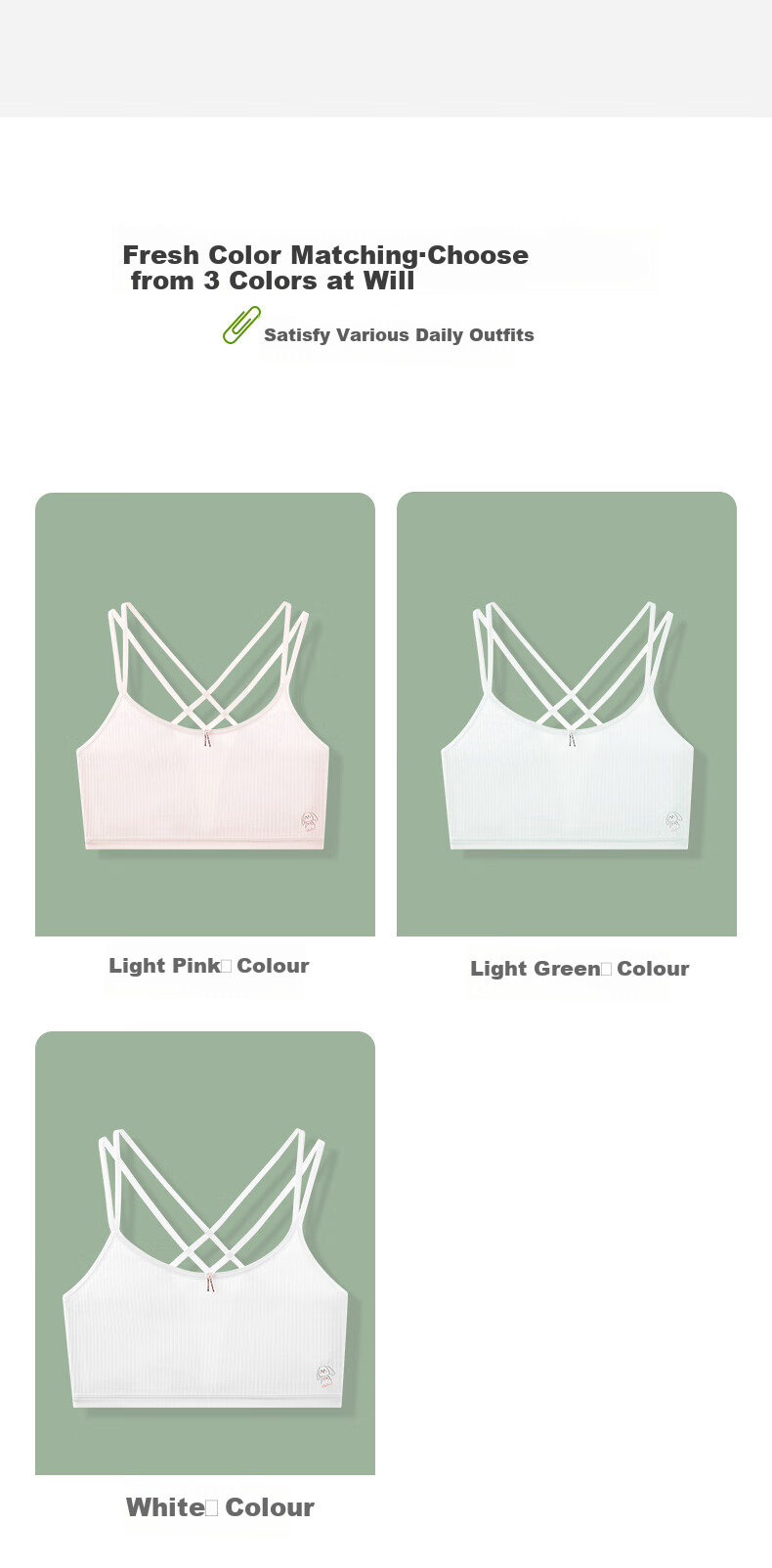 Ailier & ouluola, 2 Pieces Girls' Underwear, for Ages 9-12, Puberty, Elementary School Students, First Stage, Older Girls, Small Vest Bra, White And Pink, XL 8
